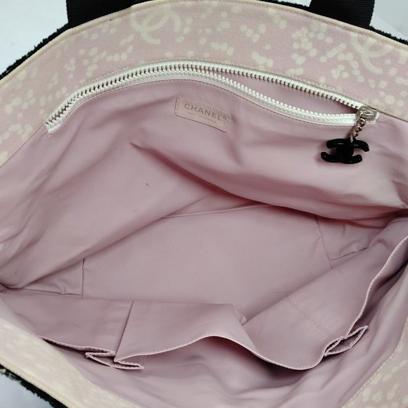 Chanel Pink X Black Terry Cloth Cc Logo Tote Bag - Picture 7 of 8